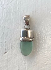 Sterling Silver blue Sea Glass Pendant