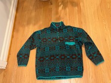 patagonia Teal Brown aztec synchilla men s Size XL Rare Western Print