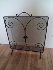 Vintage Iron Fire Guard Screen with Decorative Pattern