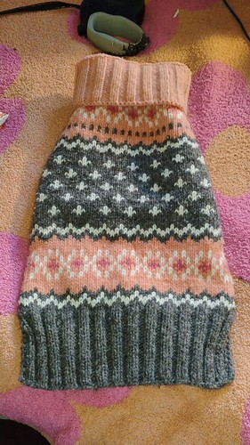 Chilly Dog - Peach Fairisle Wool Dog Sweater - Large - NWT