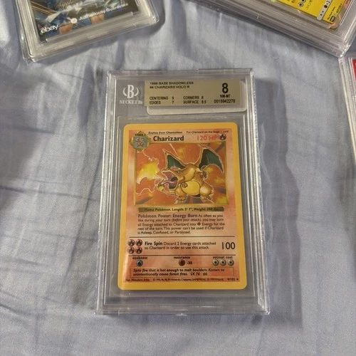 1999 POKEMON BASE SET SHADOWLESS #4 CHARIZARD HOLO BGS 8