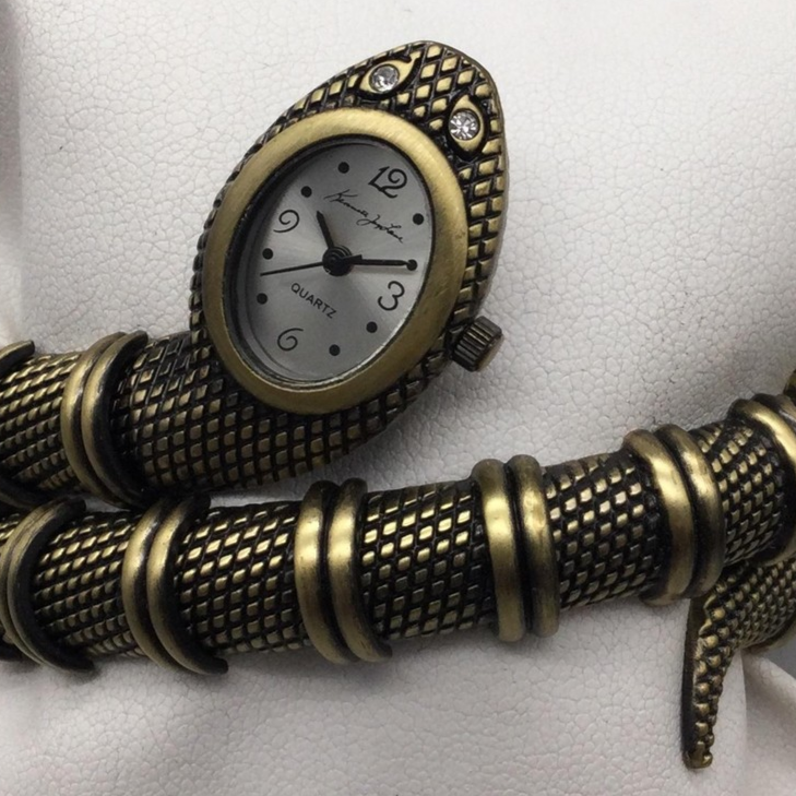 Kenneth Jay Lane Snake Wrap Watch Bracelet Antique Gold Tone  display picture 2