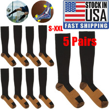 5 Pairs 20-30mmHg Medical Compression Socks Knee High Support Men  Women S-XXL