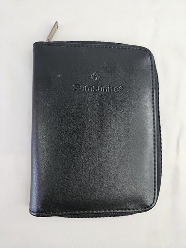 Black SAMSONITE Travel Wallet Passport Holder Bifold Zipped Case 6"x4.5" EUC