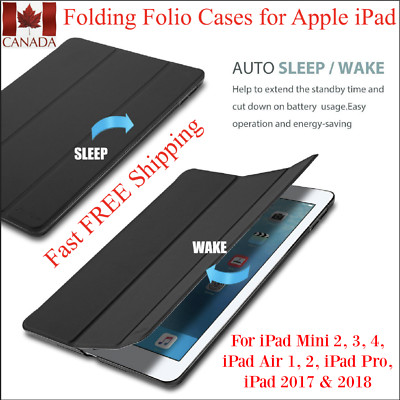 Smart Magnetic Stand Leather Folding Folio Hard Back Cover Case for Apple iPad