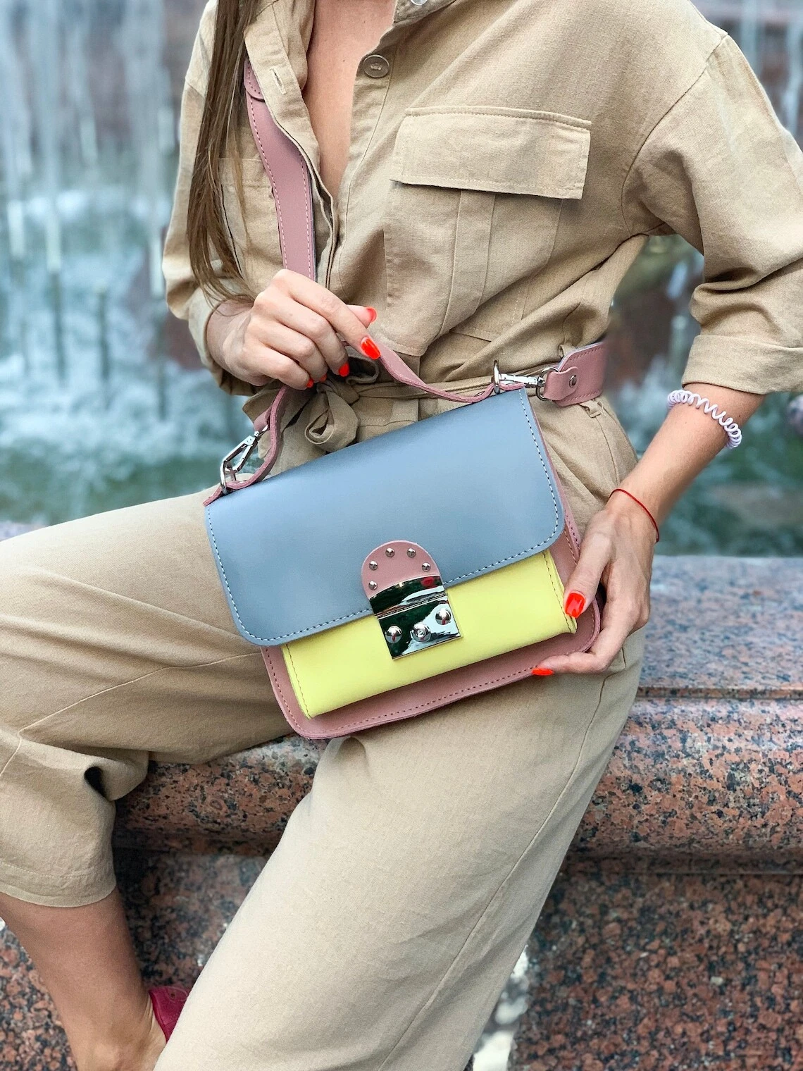 COACH Borsa donna a tracolla VERA PELLE borsetta bianca tracolla