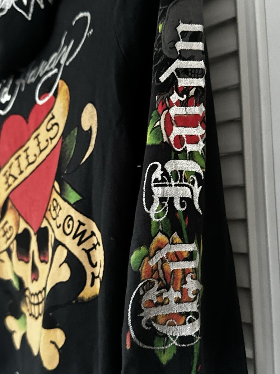 VTG Ed Hardy CHRISTIAN AUDIGIER Love Kills Slowly Hoodie Small