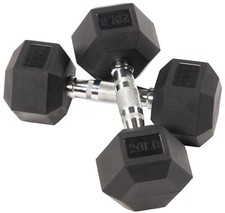 Rubber Encased Hex Dumbbells 20Lbs Pair Dumbbells Hand Weight Home Gym Equipment
