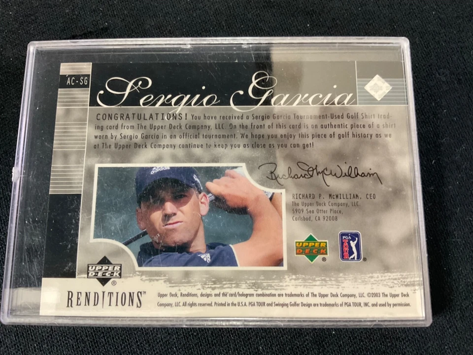 2003 Upper Deck Renditions - Apparel Collection #AC-SG Sergio Garcia (MEM) - Image 4 of 4