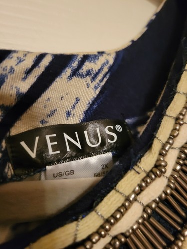 Ladies Navy & Cream Tunic or Dress, sz 2X, by Venus - Picture 4 of 5