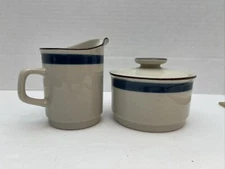 Vintage Dachi Akey Blue Contemporary Tableware F3942 Creamer Pitcher & Sugar Jar
