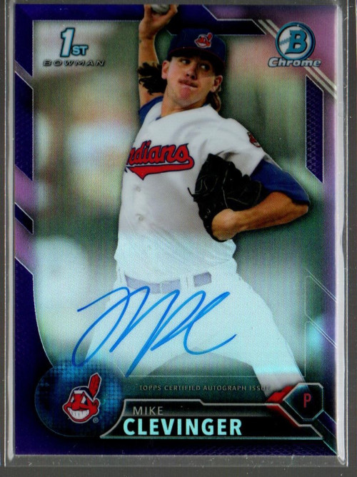 2016 Bowman Chrome Prospect Purple Refractors #CPAMC Mike Clevinger Auto /250