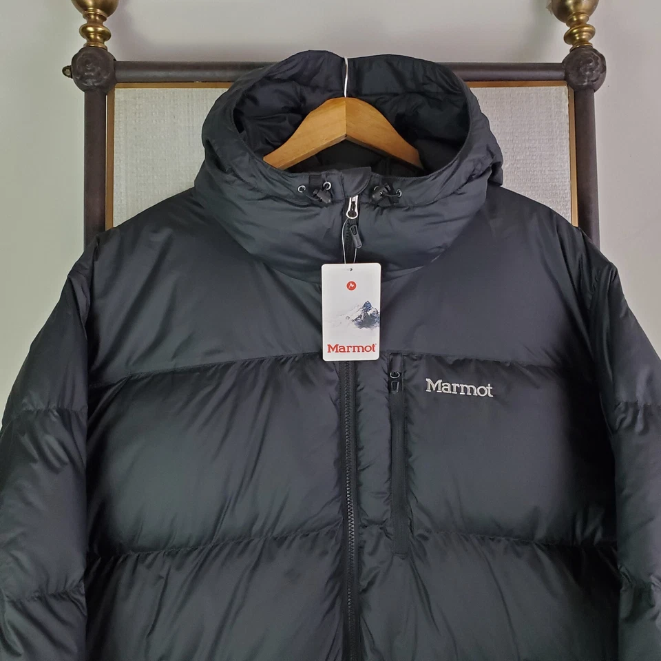 NEW $300 MARMOT Size 3XLT Mens Jacket 700 Duck Down Hooded Black Full Zip 3XL - Image 2 of 4
