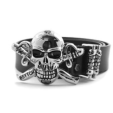 Huge Skull Buckle Leather Belt Gothic Belts For Mens Biker Rock Punk Waistband