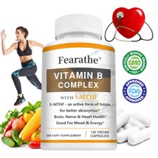 Vitamin B Complex  5-MTHF Folate - Beneficial for Stress, Heart, Nervous System