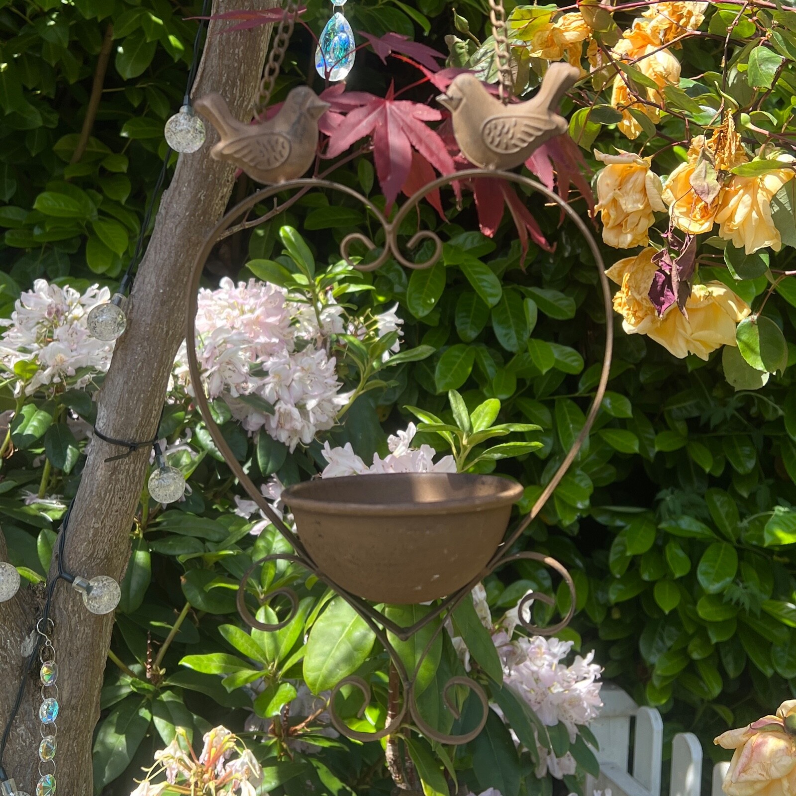Heart Shaped Bird Feeder for Small Birds Hanging Seed Station Garden Decoration