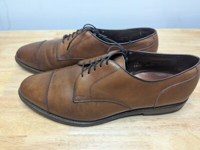 ALLEN EDMONDS MARGATE Walnut Brown Leather Captoe Oxford Dress Shoes 10 D VIBRAM