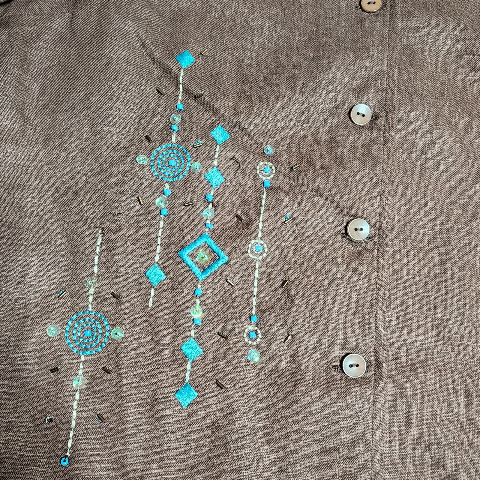 REQUIREMENTS Petite Solid All Brown Embroidered B… - image 7