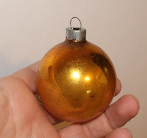 Vintage 3" Mercury Glass Ornament SILVER GOLD GREEN Made in USA lot of 3 loose - Picture 12 of 12