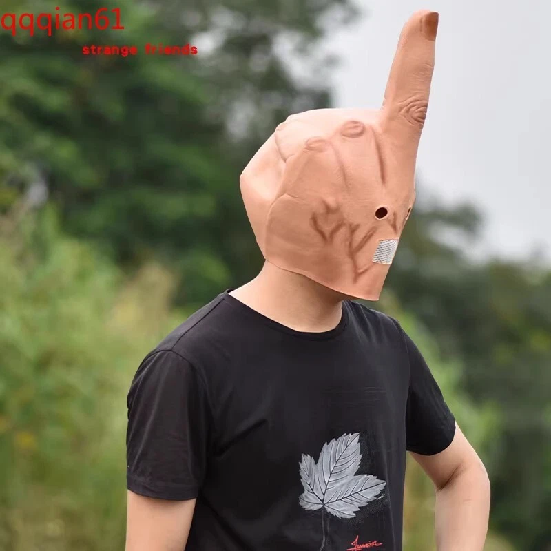 New Vertical Middle Finger Disdains Headgear Halloween pranks Funny Cosplay Mask - Image 2 of 4