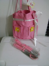 SET ATTREZZI DA GIARDINAGGIO (5) CON BORSA IN TELA ROSA, ATTREZZI DA DONNA IN GIARDINO NUOVI/ETICHETTE