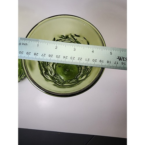 Vintage E. O. Brody Cleveland OH Light Green Textured Glass Flower Vases - Picture 4 of 5