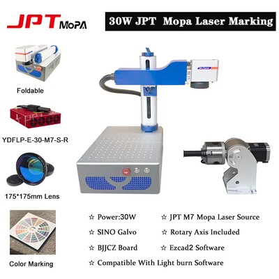 30W JPT M7 mopa 175*175mm Fiber Laser Marking Machine Laser Engraver For Metal