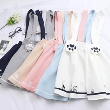 Lolita Harajuku Girls Embroidery Cat Dress Preppy Style Sweet Suspender Skirt