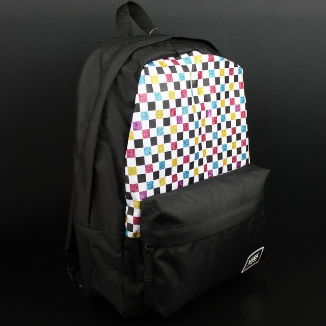 glitter check realm backpack