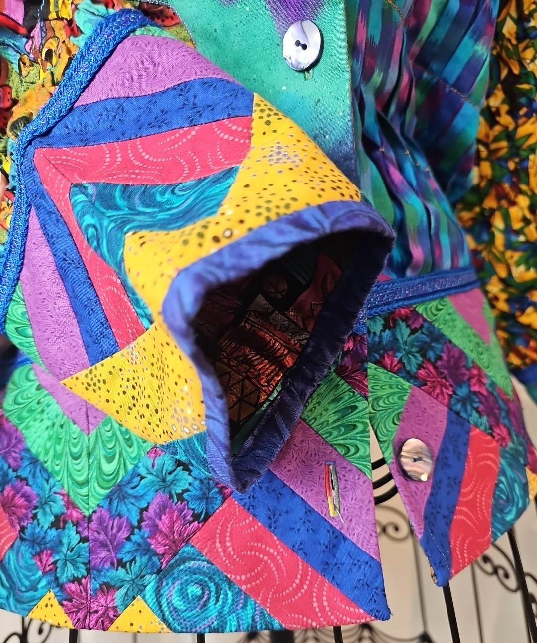 Patchwork Jacket Women's Large Handmade (?) Vibra… - image 10