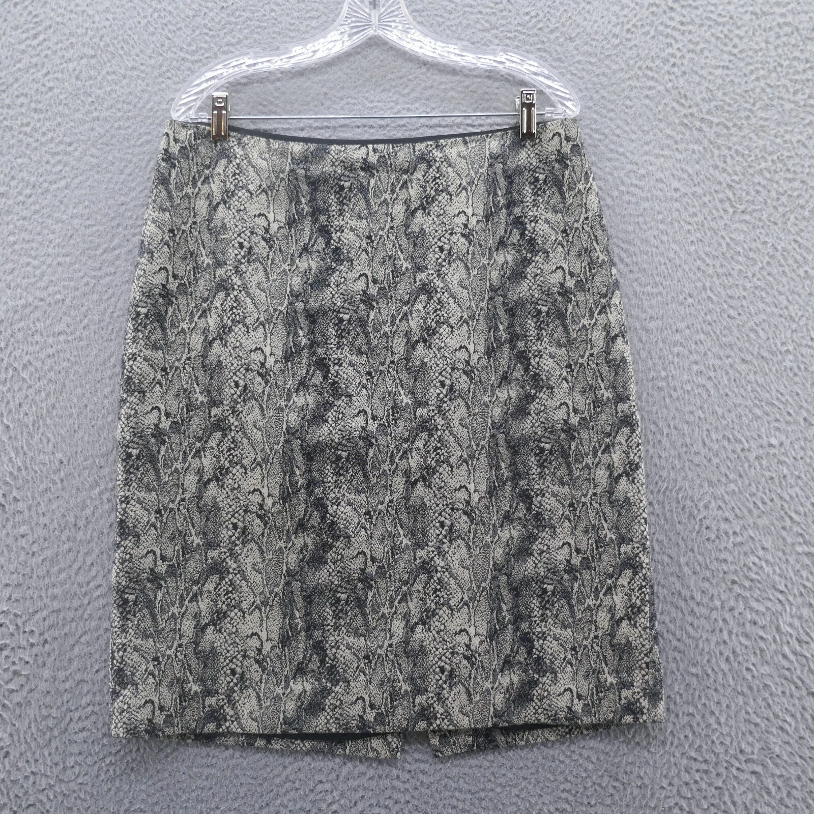 Talbots Womens Snake Print Pencil Skirt 12 Beige Black Python Lined Career