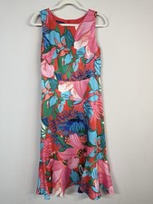 RSVP By Talbots Women’s Dress Size 2 Tropical Floral Fit & Flare Ruffle Hem