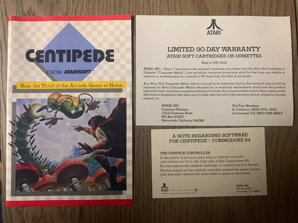 COMMODORE 64 - Atari CENTIPEDE - Game Box & Instructions & Registration - Image 4 of 4