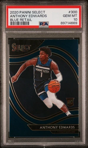 2020 Panini Select Anthony Edwards RC Blue Retail PSA 10 Gem Mint #300 Courtside