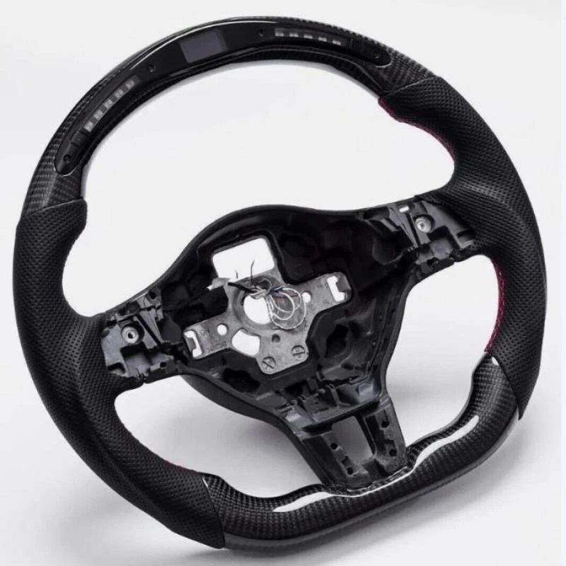 LED Real Carbon Fiber Steering Wheel Fit 2008-2012 VW Golf 6 GTI MK6 Scirocco - Image 3 of 4