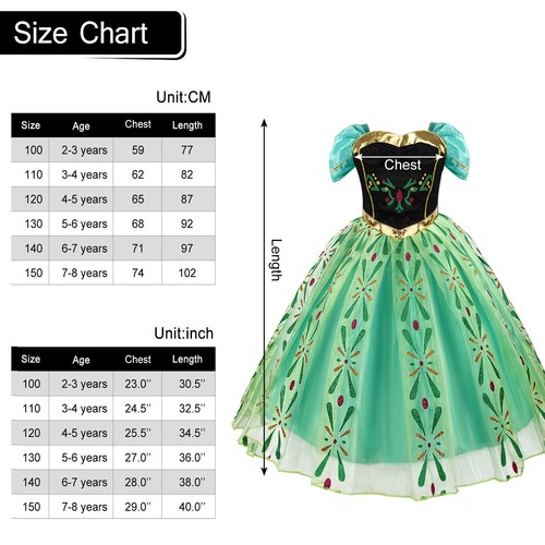 Girls Kids Costume Frozen Anna Fancy Dress Up Princess Role Cosplay Party Outfit - Picture 3 of 18