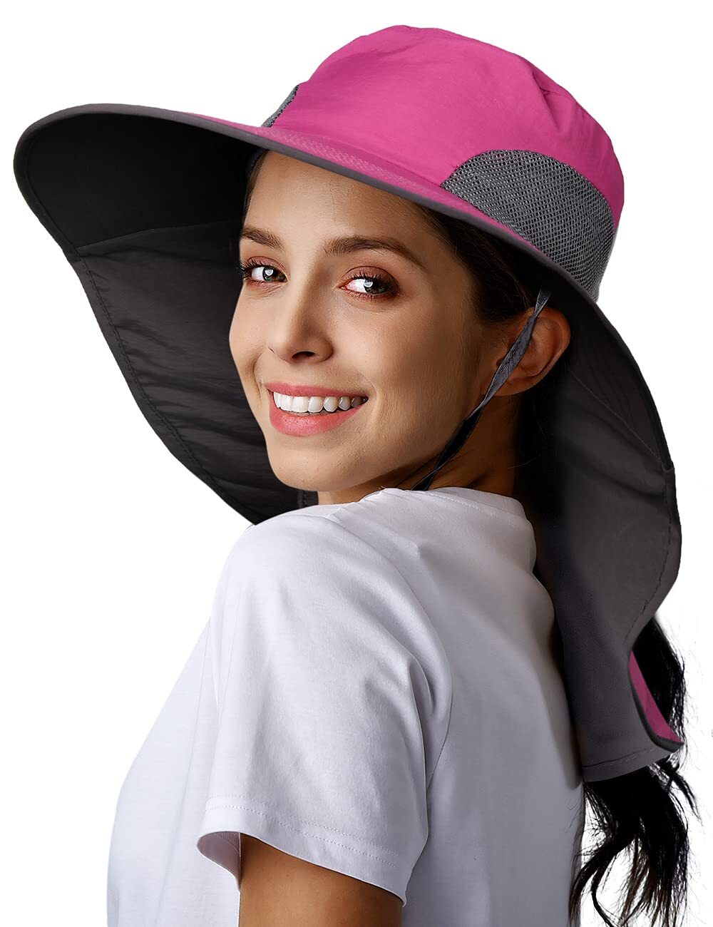Women's Sun Hat with Neck Flap UPF 50+ UV Protection Wide Brim Hiking Fishing