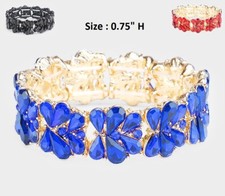 Teardrop Crystal Cocktail Stretch Bangle Bracelet Wedding Party Prom Statement