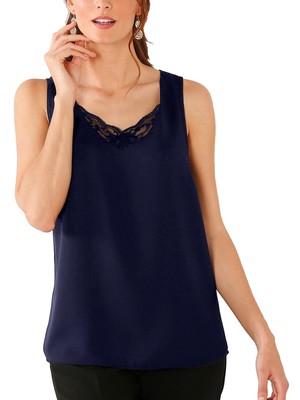 navy satin vest top