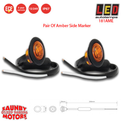 LED Autolamps 181AME Trailer Round Amber Side Marker Light/Lamp  12/24 Volt PAIR