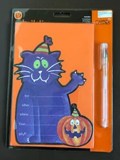 Gardner Halloween Party Invitations NEW 10 large Purple Cat w/ Envelopes