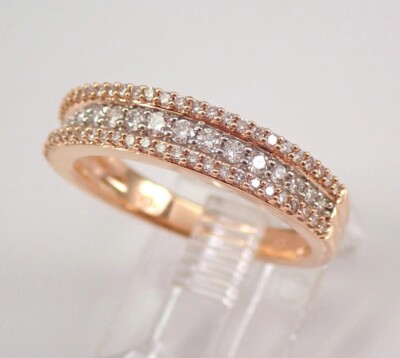 2 Ct Round Cut Simulated Diamond Stackable Engagement Ring 14k Rose Gold Finish