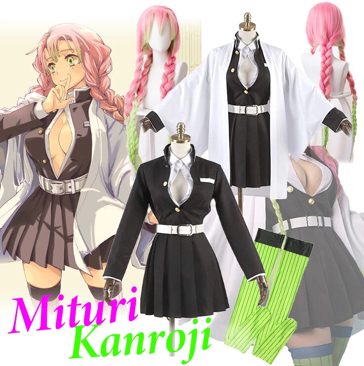 Anime Demon Slayer Nezuko Mitsuri Shinobu Kanao Disfraz Mujer Kimono Uniforme Conjunto Foto 3 de 4