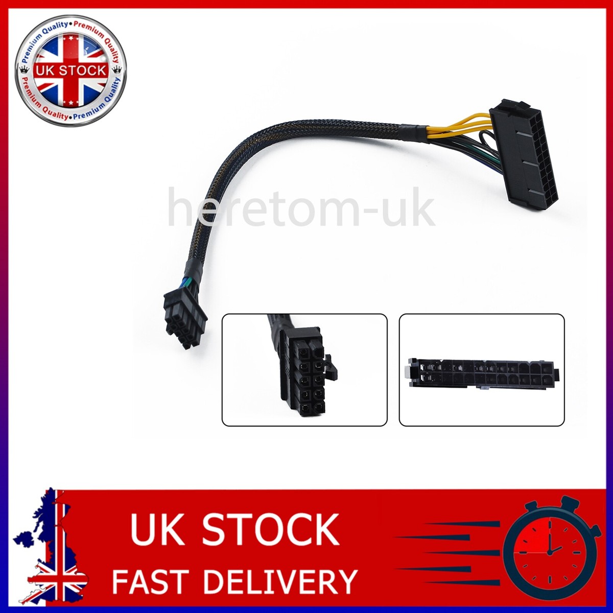 COMeap 24 Pin To 10 Pin ATX PSU Main Power Adapter Braided Sleeved Cable For Ibm Lenovo Pcs And Servers 12 Inch 30cm