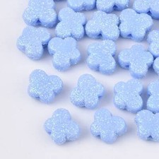 11MM Pastel Blue Acrylic Glitter Butterfly Spacer Beads