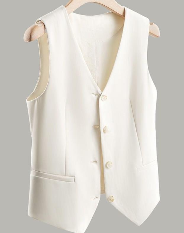 New Women's Suit Vest Waistcoat Sleeveless Coat Short Jacket Slim Casual Gilet