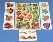 Rare Vintage Fall/Autumn stickers 4 sheets: Good Condition