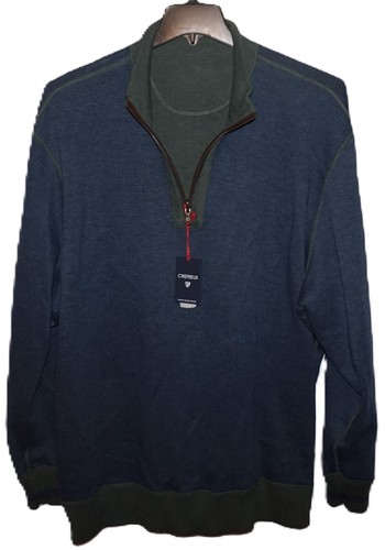 Maglione uomo francese costina 1/4 zip reversibile Cremieux XXL verde oliva e navy nuovo con etichette - Foto 3 di 4