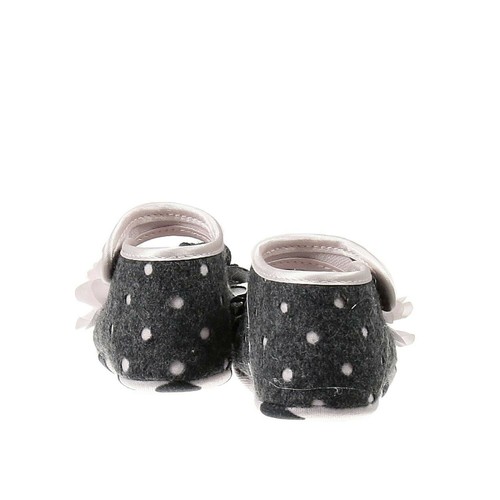 NIB NEW Monnalisa baby girls pink and gray dotted crib shoes 19 US 3/3.5 - Picture 3 of 4