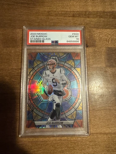 2023 PANINI MOSAIC STAINED GLASS PRIZM #SG4 JOE BURROW PSA 10